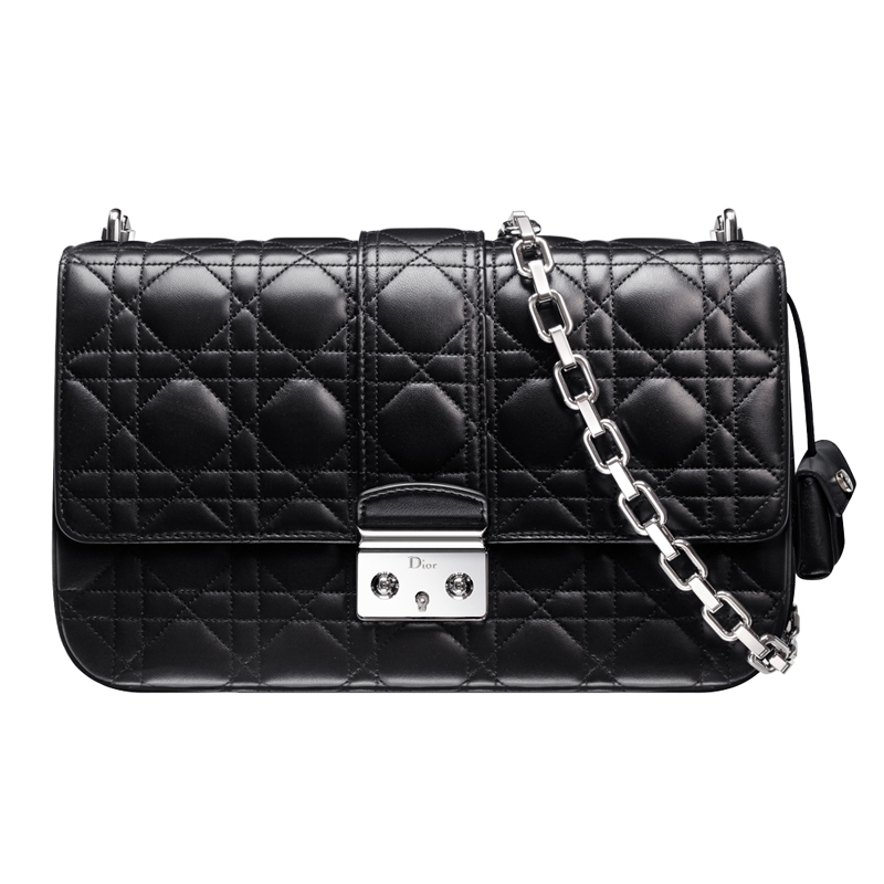 Black leather Miss Dior bag