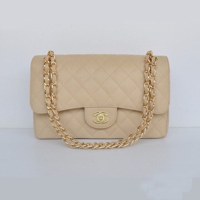 Chanel Jumbo Quilted Classic Cannage Patterns Flap Bag A58600 Apricot Gold