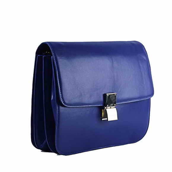 Celine Classic Leather Shoulder Flap Bag 80088 Blue