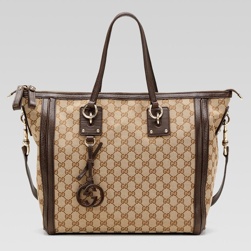 'gucci charm' large top handle bag with leather GG