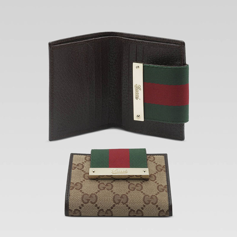 mini wallet with engraved gucci script logo