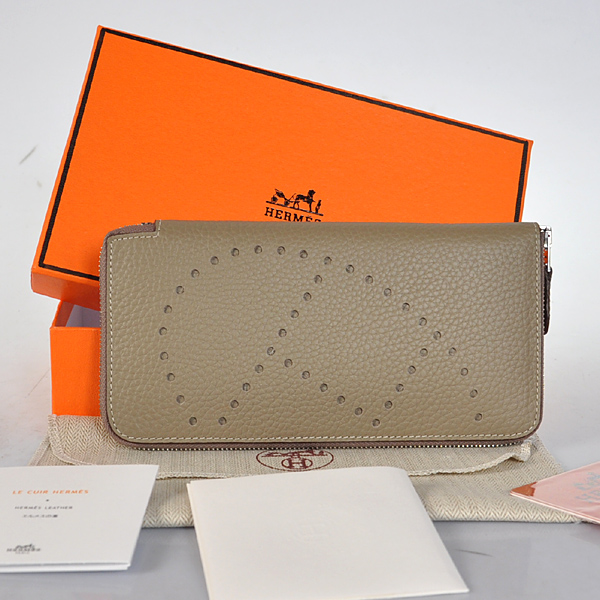 Hermes Evelyn Wallet clemence leather in Dark Grey