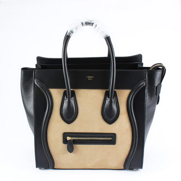 Celine Luggage Bags Jumbo in Suede Black Apricot