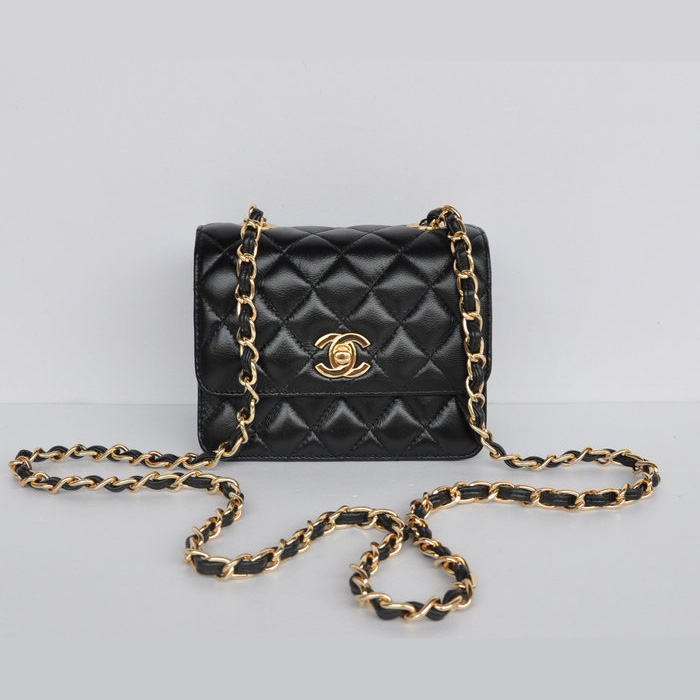 Chanel Classic Micro Flap Bag 1118 Black Sheepskin Gold Hardware