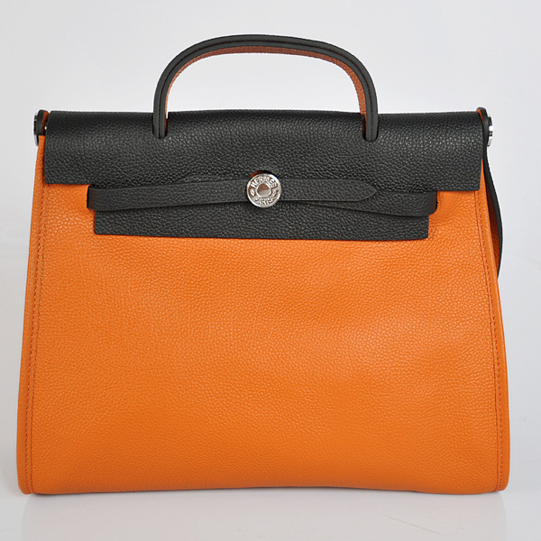 2012 New Hermes HerBag 31CM Togo leather Bag 9051 Black/Orange