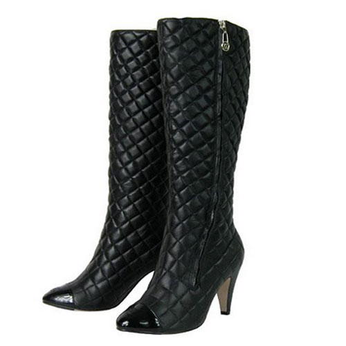 Chanel Grilled Leather High-Boots Black