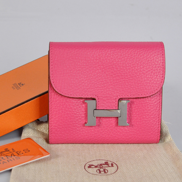 Hermes Constance Wallet clemence leather in Peach