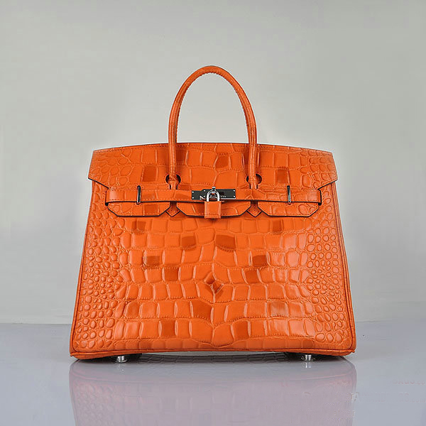 Hermes Birkin 35CM Tote Bag Croco Leather H6089 Orange