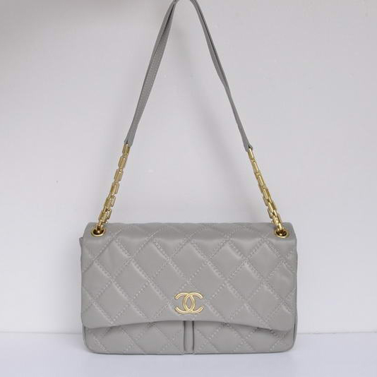 Chanel A50362 Grey Sheepskin Leather Flap Bag