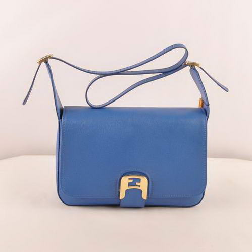 Fendi Chameleon Classic Saffiiano Leather Medium Shoulder Bag 2539 Blue