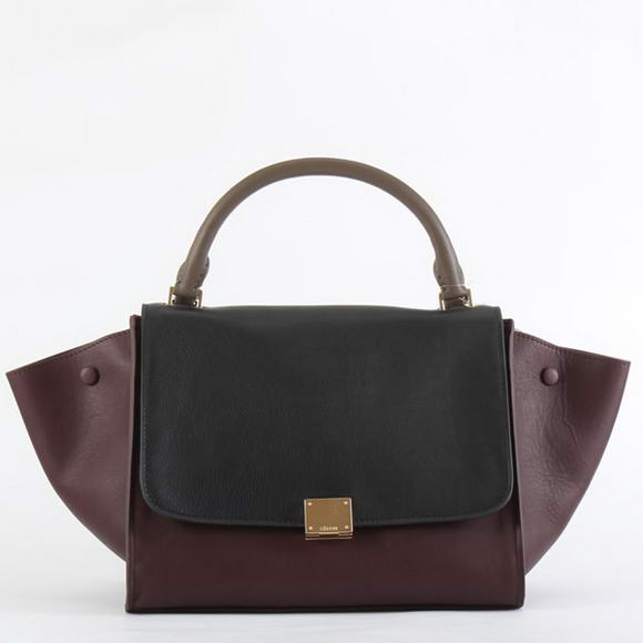 Celine Trapeze Bags in Black Bordeaux