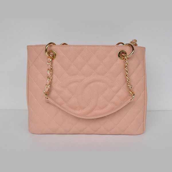 Chanel A50995 Pink Cannage Leather Shoulder Bag Gold