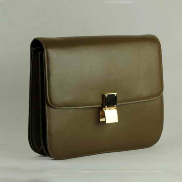 Celine Classic Leather Shoulder Flap Bag 80088 Apricot