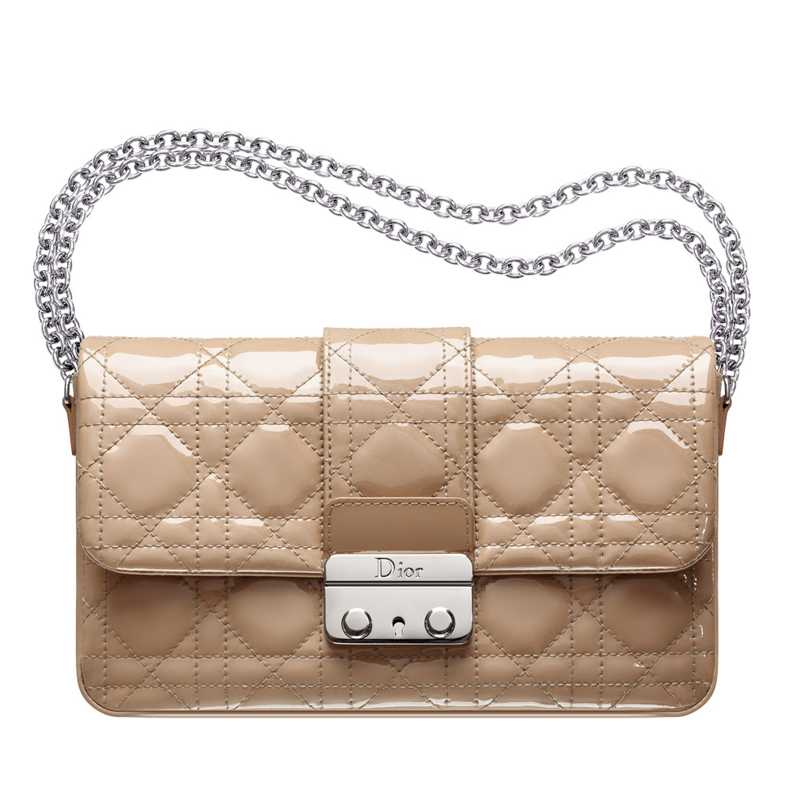 Dior Panarea pouch in light beige patent leather