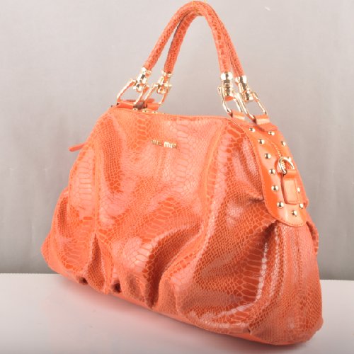 Miu Miu Snake Veins Tote Bags 90299 Orange