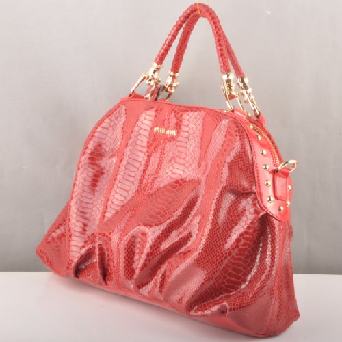 Miu Miu Snake Veins Tote Bags 90299 Red