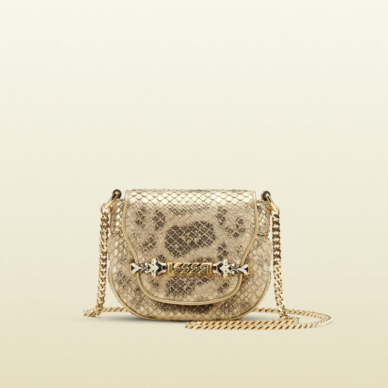 Gucci tigrette shoulder bag with tiger head and chain detail