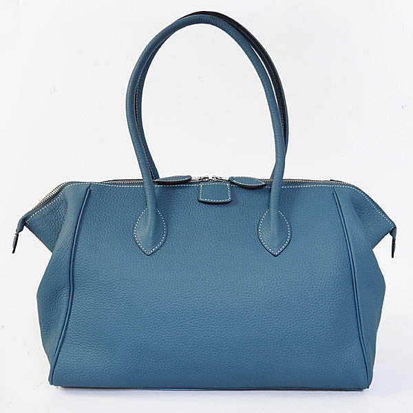 Hermes 37cm paris bombay clemence leather in Medium Blue