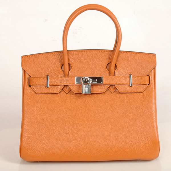 Hermes Birkin togo leather 30CM togo in Orange with Silver hardware