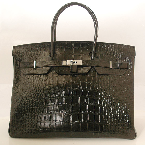 Hermes Birkin 40CM Crocodile stripes leather in Black with Silver hardware