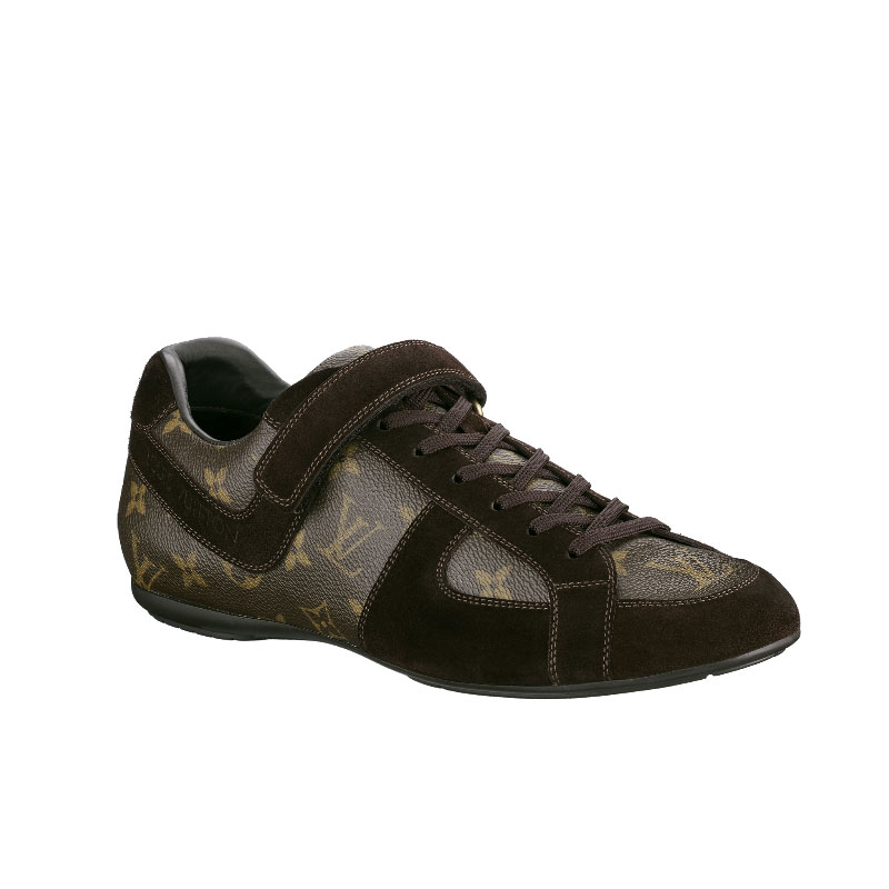 GLOBE-TROTTER SNEAKER IN MONOGRAM CANVAS AND SUEDE