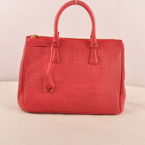 Prada Medium Croco Leather Tote Bag Peach