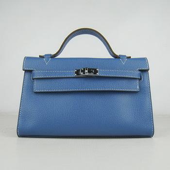 Hermes Kelly 22CM Cattle Neck Stripe Medium Blue