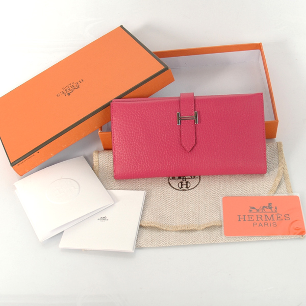 Hermes 3 fold wallet clemence leather in Peach