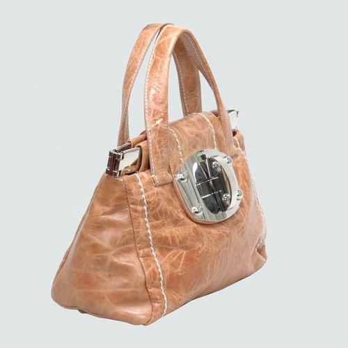 Miu Miu Shiny Leather Tote Flap Bags 90280 Wheat