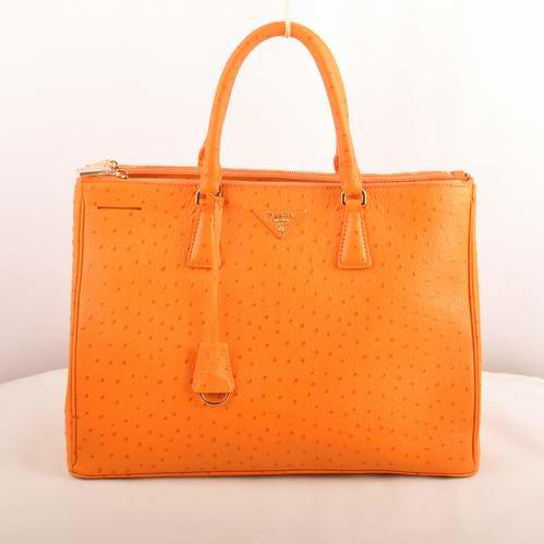 Prada Maxi Ostrich Leather Tote Bag Orange