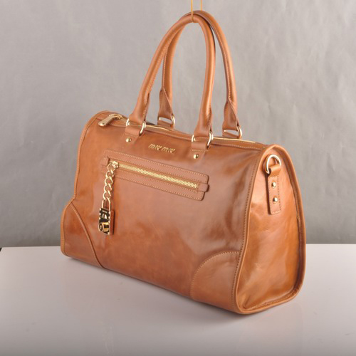 Miu Miu Shiny Leather Tote Bags 90303 Wheat