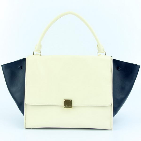 Celine Trapeze Bags 108904 Off-white Dark Blue