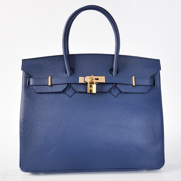 Hermes Birkin 35CM Dark Blue clemence leather(Gold)