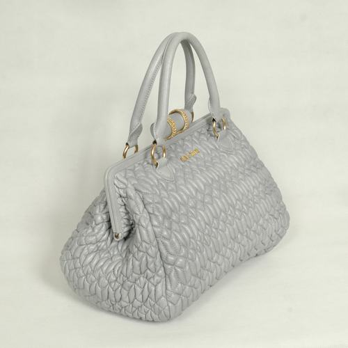 Miu Miu Nappa Leather Cloquet Tote Bag 8662L Grey