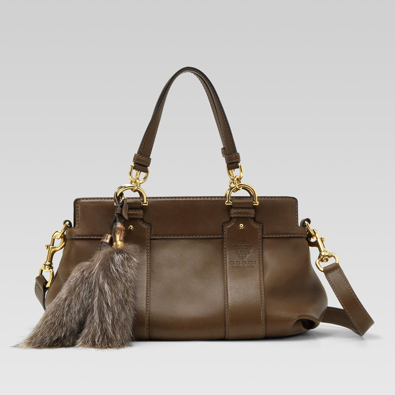 'smilla' medium top handle bag with removable fur