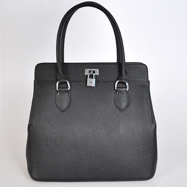 Hermes Tool box bag togo leather in Black with Silver hardware