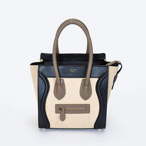 Celine Luggage Micro Boston Bag Ferrari&Suede Leather Black