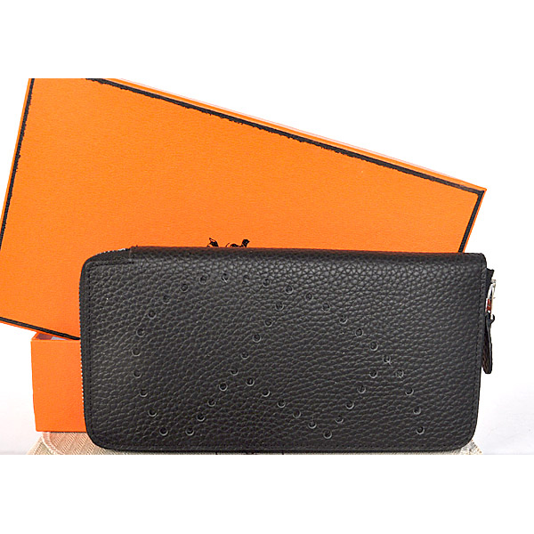 Hermes Evelyn Wallet clemence leather in Black