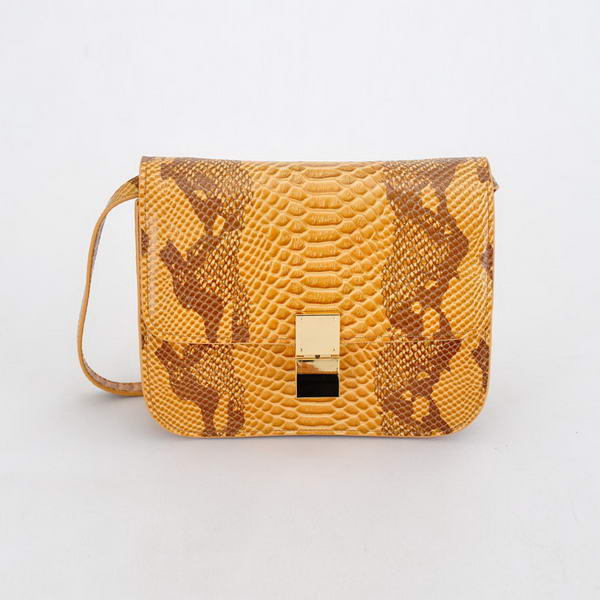 Celine Classic Box Small Flap Bag Snake Leather Yellow