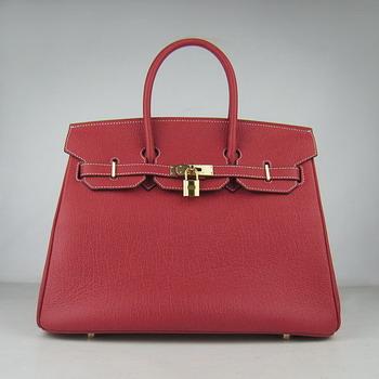 Hermes 35CM Red Cowhells Stripe (gold)