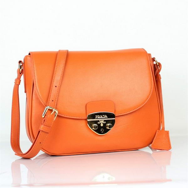 Top Quality Prada Lamsbskin Leather Flap Shoulder Bag YZ8827 Orange