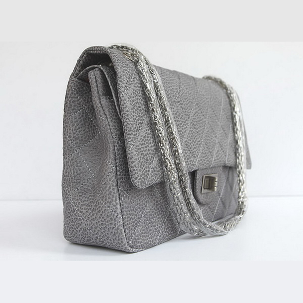 Chanel Flap Bag Quilted Ancient-Gray Leather with Silver Chain 48102