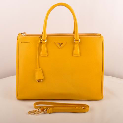 Prada Maxi Saffiano Leather Tote Bag Yellow