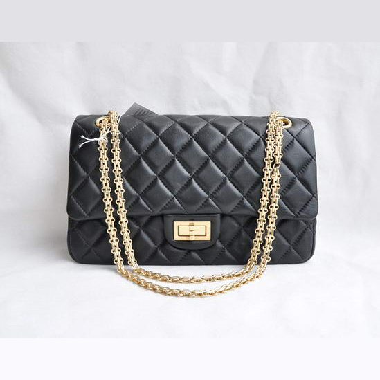 Chanel Classic Falp Bag Lambskin Leather A28668 Black with Golden Chain