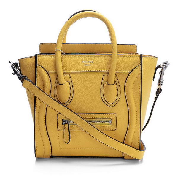 Hot Sell  Celine Luggage Nano Boston Bag Fluorescence Original Leather Yellow