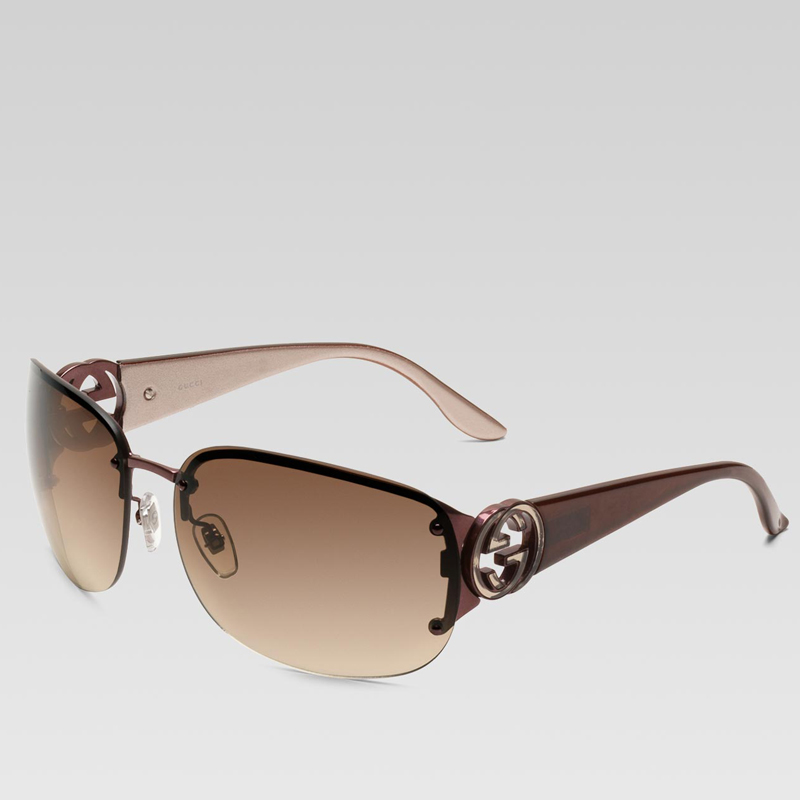 small rimless sunglasses with GG logo on temple