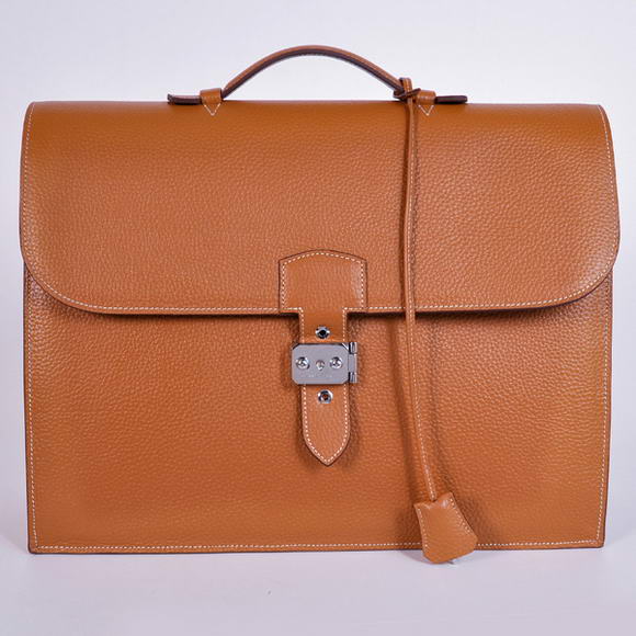 Hermes Sac Depeche 38cm Briefcase Clemence Camel