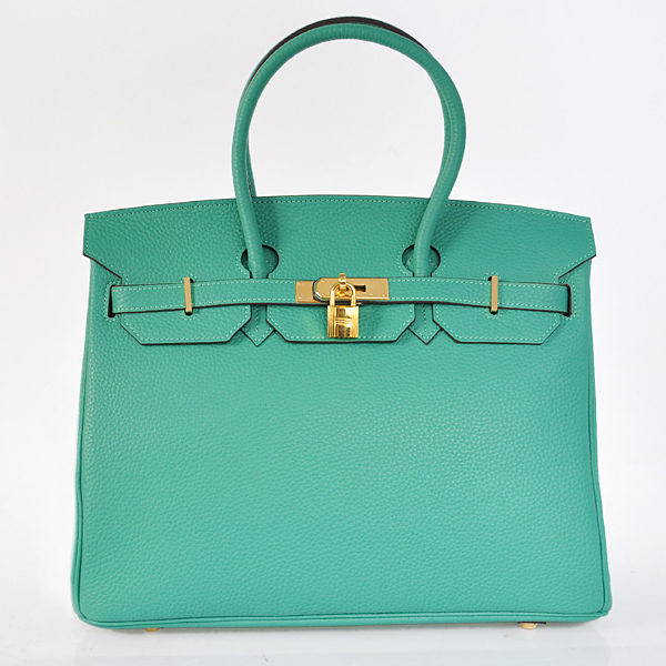 Hermes Birkin 35CM Lake Green clemence leather(Gold)