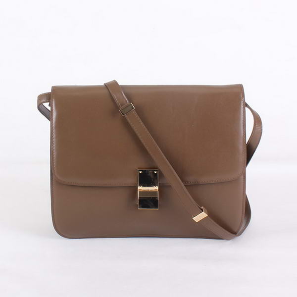 Top Quality Celine Classic Lambskin Large Box Bag Calf Leather 80088 Brown