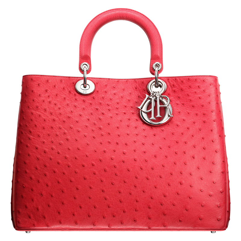 Light coral ostrich 'Diorissimo' bag